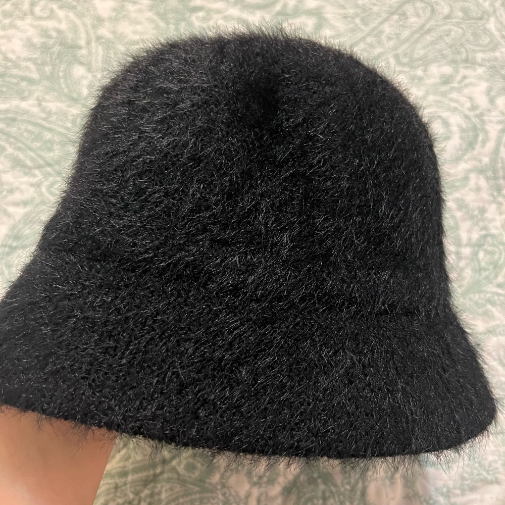 Fuzzy Black Bucket Hat - Picture 2 of 5